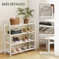 Estantería para Zapatos de Bambú para 12 Pares de Zapatos para Entrada Pasillo Dormitorio 67,5x24,7x72 cm Blanco