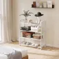Estantería para Zapatos de Bambú para 12 Pares de Zapatos para Entrada Pasillo Dormitorio 67,5x24,7x72 cm Blanco