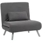 Sofá Cama de 1 Plaza Plegable Tapizado en Tela Gris Jaspeado con Respaldo Ajustable de 5 Niveles 80x75x83 cm