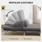 Sofá Cama de 1 Plaza Plegable Tapizado en Tela Gris Jaspeado con Respaldo Ajustable de 5 Niveles 80x75x83 cm