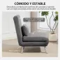 Sofá Cama de 1 Plaza Plegable Tapizado en Tela Gris Jaspeado con Respaldo Ajustable de 5 Niveles 80x75x83 cm