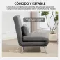 Sofá Cama de 1 Plaza Plegable Tapizado en Tela Gris Jaspeado con Respaldo Ajustable de 5 Niveles 80x75x83 cm