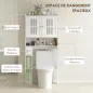Estantería sobre Inodoro con Estante Ajustable 2 Puertas Soporte para Papel Higiénico y Estantes Abiertos para Baño Blanco