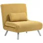 Sofá Cama de 1 Plaza Plegable Tapizado en Tela Amarillo Jaspeado con Respaldo Ajustable de 5 Niveles 80x75x83 cm