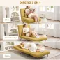 Sofá Cama de 1 Plaza Plegable Tapizado en Tela Amarillo Jaspeado con Respaldo Ajustable de 5 Niveles 80x75x83 cm