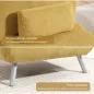 Sofá Cama de 1 Plaza Plegable Tapizado en Tela Amarillo Jaspeado con Respaldo Ajustable de 5 Niveles 80x75x83 cm