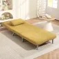 Sofá Cama de 1 Plaza Plegable Tapizado en Tela Amarillo Jaspeado con Respaldo Ajustable de 5 Niveles 80x75x83 cm