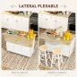 Isla de Cocina con Ruedas Toma de Corriente USB Tablero Plegable 2 Cajones Especiero y Toallero 119,5x74x94,5 cm Blanco
