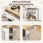 Isla de Cocina con Ruedas Toma de Corriente USB Tablero Plegable 2 Cajones Especiero y Toallero 119,5x74x94,5 cm Blanco