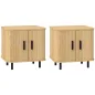 Pack de 2 Mesitas de Noche con Puertas Correderas 2 Estantes y Patas de Acero Estilo Escandinavo 48x40x48 cm Roble