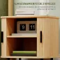 Pack de 2 Mesitas de Noche con Puertas Correderas 2 Estantes y Patas de Acero Estilo Escandinavo 48x40x48 cm Roble