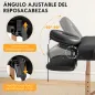 Camilla Masaje Plegable de Madera de 3 Zonas con Altura Ajustable Reposacabezas Reposabrazos 215x60x62-89 cm Negro