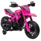 Moto Eléctrica para Niños de +3 Años Moto de Batería para Niños 12V con Ruedas Auxiliar y Bocina Carga 30 kg Rosa
