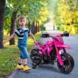 Moto Eléctrica para Niños de +3 Años Moto de Batería para Niños 12V con Ruedas Auxiliar y Bocina Carga 30 kg Rosa