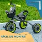 Triciclo para Niños de 2 a 5 Años Bicicleta Infantil con Asiento Ajustable Cesta Timbre y Pedales 70,5x53x58 cm Gris