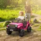 Coche Eléctrico para Niños con Batería 12V Mando a Distancia Velocidad Ajustable USB Faros Bocina Rosa Fucsia
