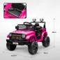 Coche Eléctrico para Niños con Batería 12V Mando a Distancia Velocidad Ajustable USB Faros Bocina Rosa Fucsia