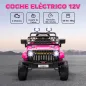 Coche Eléctrico para Niños con Batería 12V Mando a Distancia Velocidad Ajustable USB Faros Bocina Rosa Fucsia