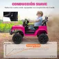 Coche Eléctrico para Niños con Batería 12V Mando a Distancia Velocidad Ajustable USB Faros Bocina Rosa Fucsia