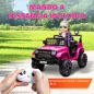 Coche Eléctrico para Niños con Batería 12V Mando a Distancia Velocidad Ajustable USB Faros Bocina Rosa Fucsia
