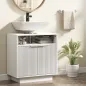 Mueble bajo Lavabo con 2 Puertas Acanaladas y Compartimento Abierto para Lavabo sin Pedestal 60x33x63 cm Blanco
