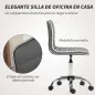 Silla de Escritorio sin Brazos Giratoria con Altura Ajustable Silla para Estudio Tapizada en PU Carga 120 kg Gris Oscuro