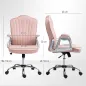 Silla de Escritorio Giratoria con Altura Ajustable Reposabrazos Respaldo Curvado Función de Basculante Rosa