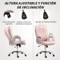 Silla de Escritorio Giratoria con Altura Ajustable Reposabrazos Respaldo Curvado Función de Basculante Rosa