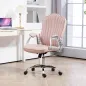 Silla de Escritorio Giratoria con Altura Ajustable Reposabrazos Respaldo Curvado Función de Basculante Rosa