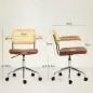 Silla de Escritorio Altura Ajustable con Función de Basculante y Respaldo de Ratán Sintético 60x55,5x82-90 cm Marrón