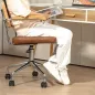 Silla de Escritorio Altura Ajustable con Función de Basculante y Respaldo de Ratán Sintético 60x55,5x82-90 cm Marrón