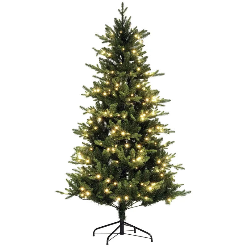Árbol de Navidad Artificial 180 cm con 350 Luces LED 726 Ramas y Soporte de Acero Árbol Navideño para Interior Verde
