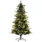 Árbol de Navidad Artificial 180 cm con 350 Luces LED 726 Ramas y Soporte de Acero Árbol Navideño para Interior Verde