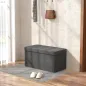 Baúl de Almacenaje para Dormitorio Plegable 84L Tapizado de Lino Sintético con Tapa para Salón 76x38x38 cm Gris Oscuro