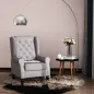 Sillón de Salón con Reposacabezas y Patas de Madera Butaca Carga 160 kg para Dormitorio Oficina Sala de Estar Gris