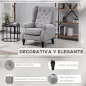 Sillón de Salón con Reposacabezas y Patas de Madera Butaca Carga 160 kg para Dormitorio Oficina Sala de Estar Gris