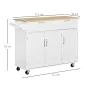 Isla de Cocina Mueble Auxiliar de Cocina con 2 Cajones 6 Puertas y Barra Lateral 121x46x91 cm Roble y Blanco
