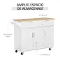 Isla de Cocina Mueble Auxiliar de Cocina con 2 Cajones 6 Puertas y Barra Lateral 121x46x91 cm Roble y Blanco