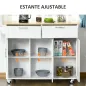Isla de Cocina Mueble Auxiliar de Cocina con 2 Cajones 6 Puertas y Barra Lateral 121x46x91 cm Roble y Blanco