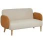 Sofá de 2 Plazas Tapizado en Terciopelo con Reposabrazos y Patas de Madera Sofá Pequeño Carga 240 kg 130x74x76 cm Crema