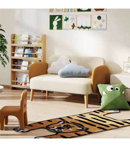 Sofá de 2 Plazas Tapizado en Terciopelo con Reposabrazos y Patas de Madera Sofá Pequeño Carga 240 kg 130x74x76 cm Crema