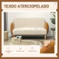 Sofá de 2 Plazas Tapizado en Terciopelo con Reposabrazos y Patas de Madera Sofá Pequeño Carga 240 kg 130x74x76 cm Crema