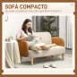 Sofá de 2 Plazas Tapizado en Terciopelo con Reposabrazos y Patas de Madera Sofá Pequeño Carga 240 kg 130x74x76 cm Crema