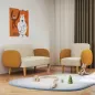 Sofá de 2 Plazas Tapizado en Terciopelo con Reposabrazos y Patas de Madera Sofá Pequeño Carga 240 kg 130x74x76 cm Crema Sofá de 2 Plazas Tapizado en Terciopelo con Reposabrazos y Patas de Madera Sofá Pequeño Carga 240 kg 130x74x76 cm Crema