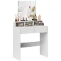 Mesa de Maquillaje con Espejo 2 Cajones 3 Compartimentos Tocador para Dormitorio 75x38x135 cm Blanco