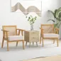 Sillón de Salón con Reposabrazos Respaldo de Ratán y Marco de Madera de Caucho Carga 120 kg Natural y Beige