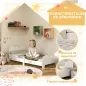 Cama para Niños de +3 Años 140x70 cm Tema de Nubes Estructura de Cama infantil con Barandilla Carga 80 kg Blanco