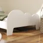 Cama para Niños de +3 Años 140x70 cm Tema de Nubes Estructura de Cama infantil con Barandilla Carga 80 kg Blanco