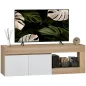 Mesa de TV con 2 Puertas Estante Abierto Mueble de TV para Salón para Televisores de 60 Pulgadas Blanco y Natural