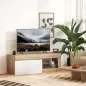 Mesa de TV con 2 Puertas Estante Abierto Mueble de TV para Salón para Televisores de 60 Pulgadas Blanco y Natural